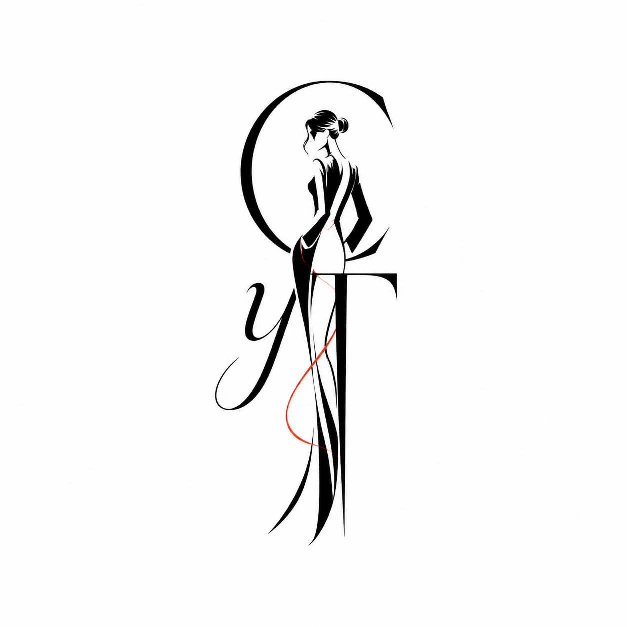 Logo Cuerpo y Tela con mujer y monograma C, y, T
